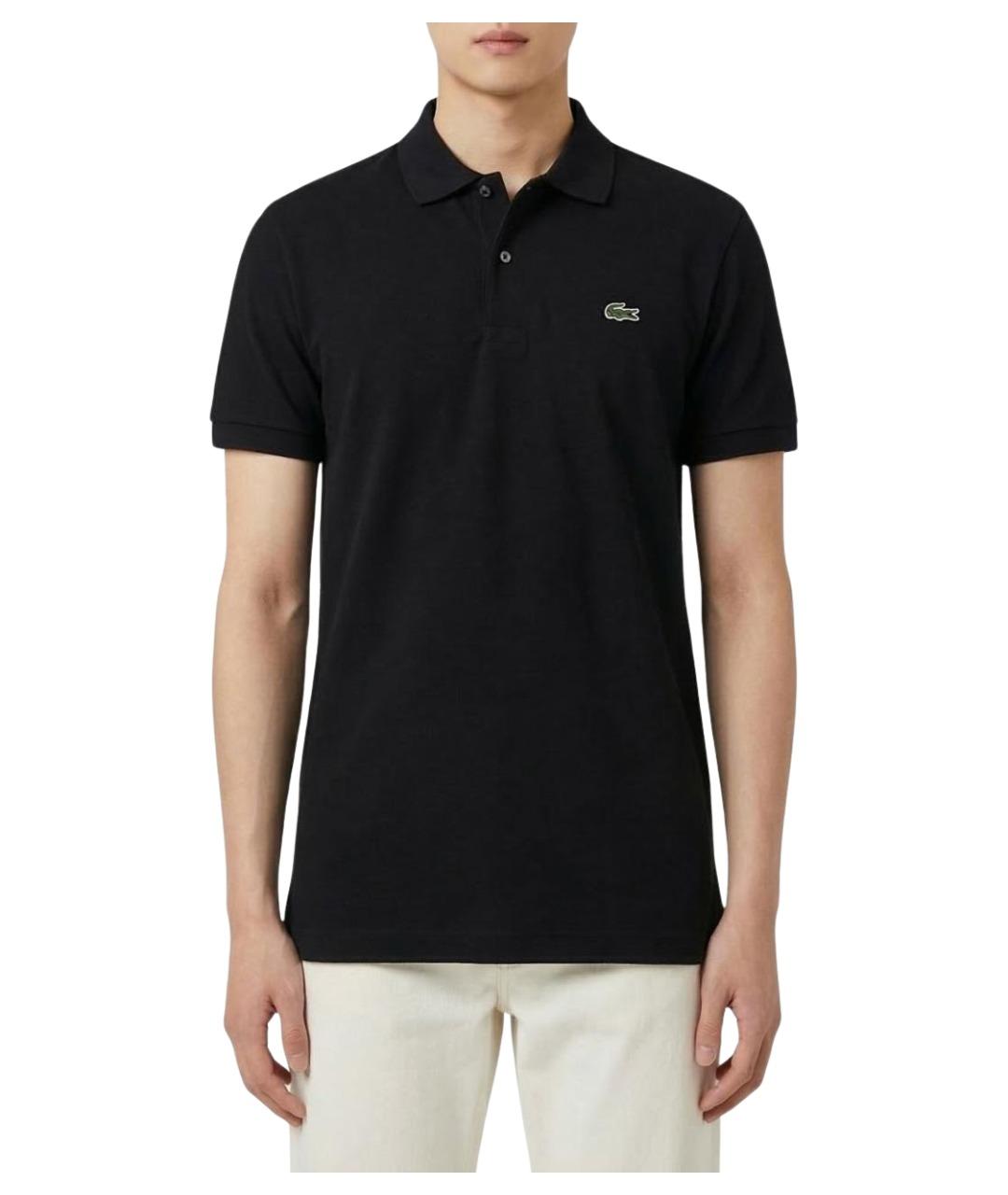 LACOSTE Черное хлопковое поло с коротким рукавом, фото 1