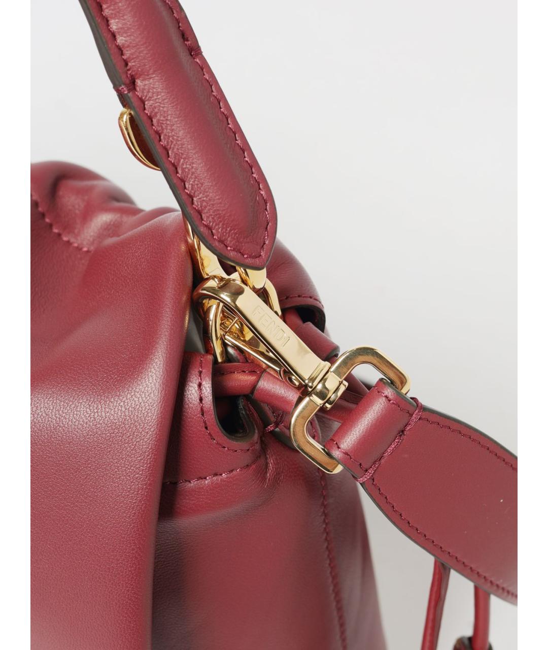 FENDI Бордовая кожаная сумка через плечо, фото 4