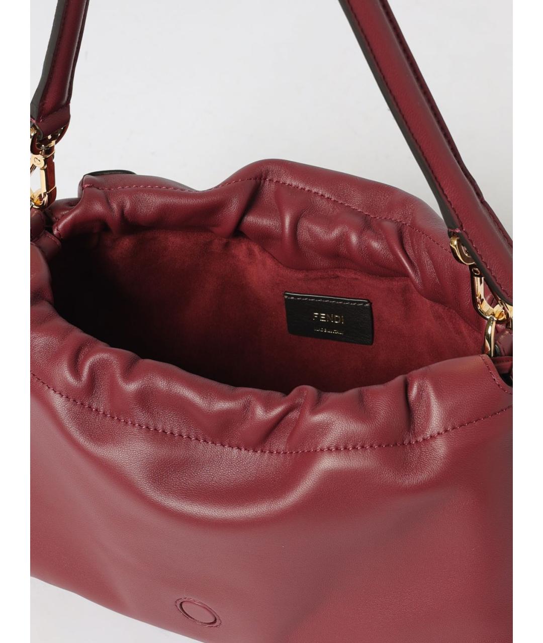 FENDI Бордовая кожаная сумка через плечо, фото 5