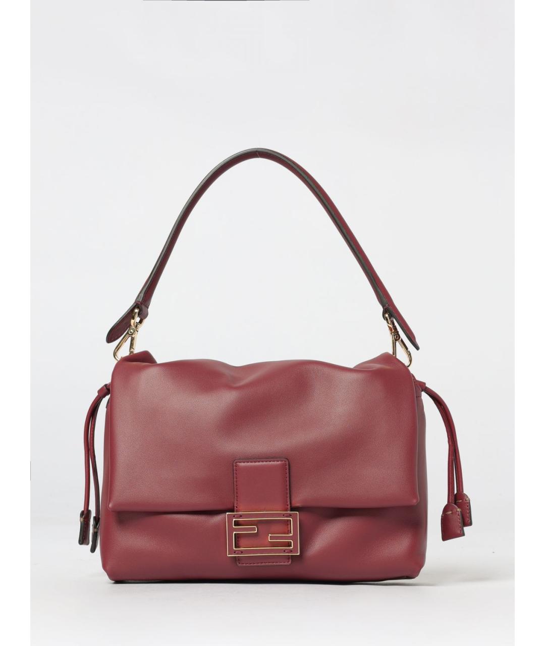 FENDI Бордовая кожаная сумка через плечо, фото 1