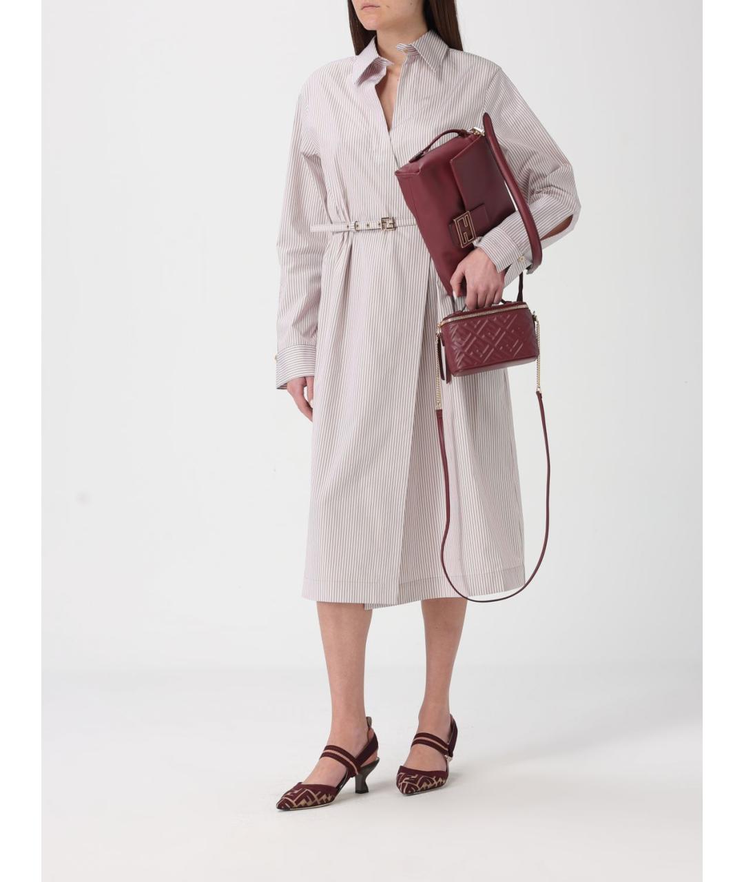 FENDI Бордовая кожаная сумка через плечо, фото 2