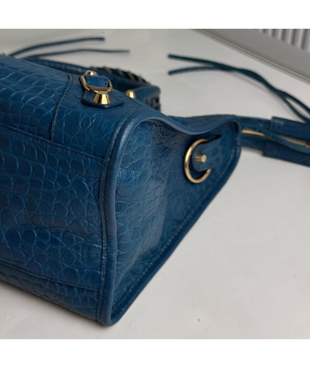 BALENCIAGA Синяя кожаная сумка с короткими ручками, фото 5