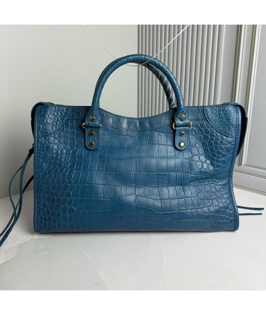 BALENCIAGA Синяя кожаная сумка с короткими ручками, фото 2