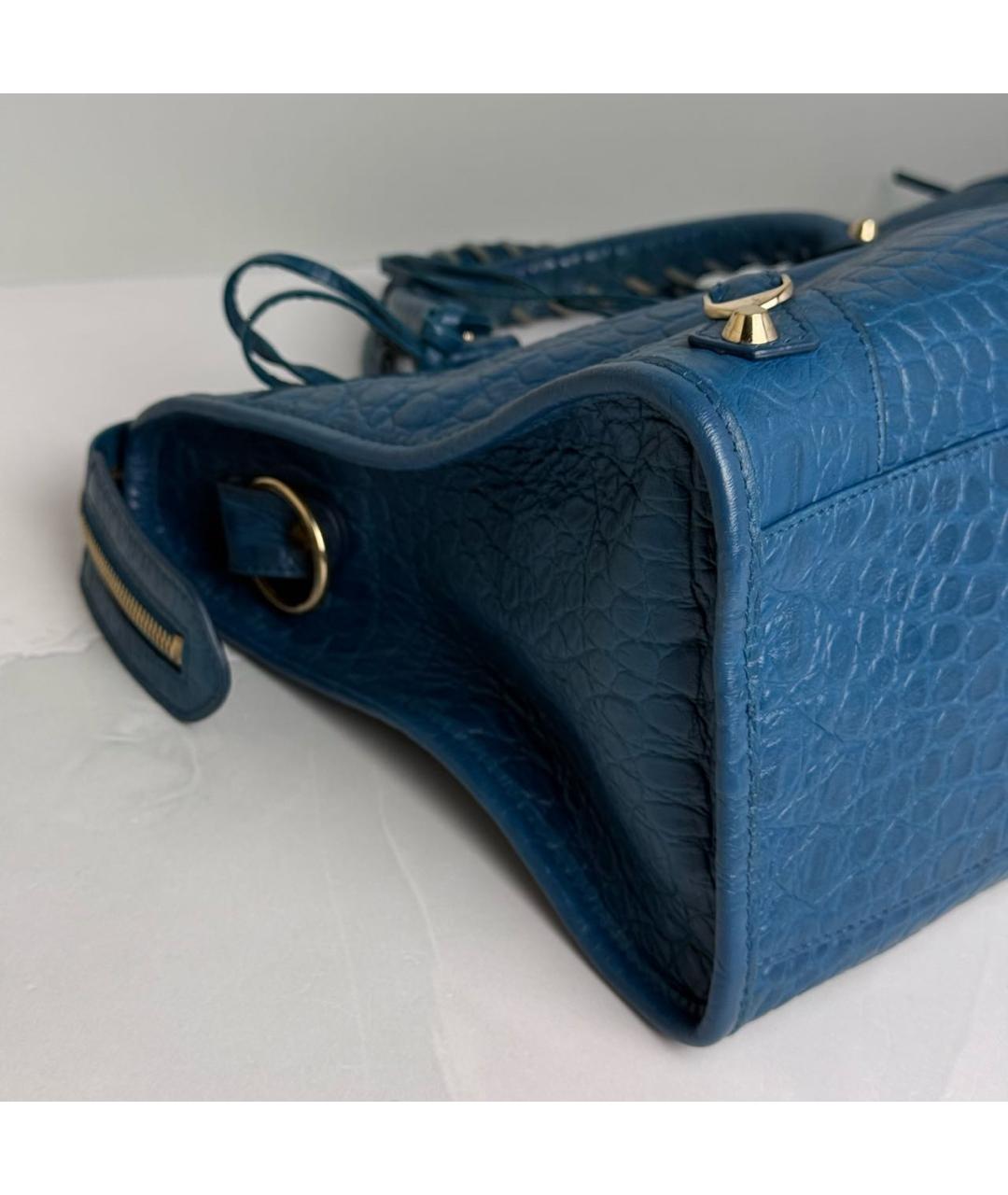 BALENCIAGA Синяя кожаная сумка с короткими ручками, фото 4