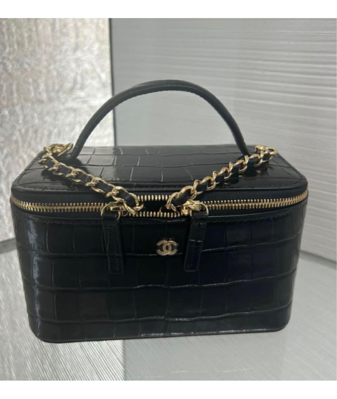 CHANEL Черная кожаная сумка с короткими ручками, фото 5