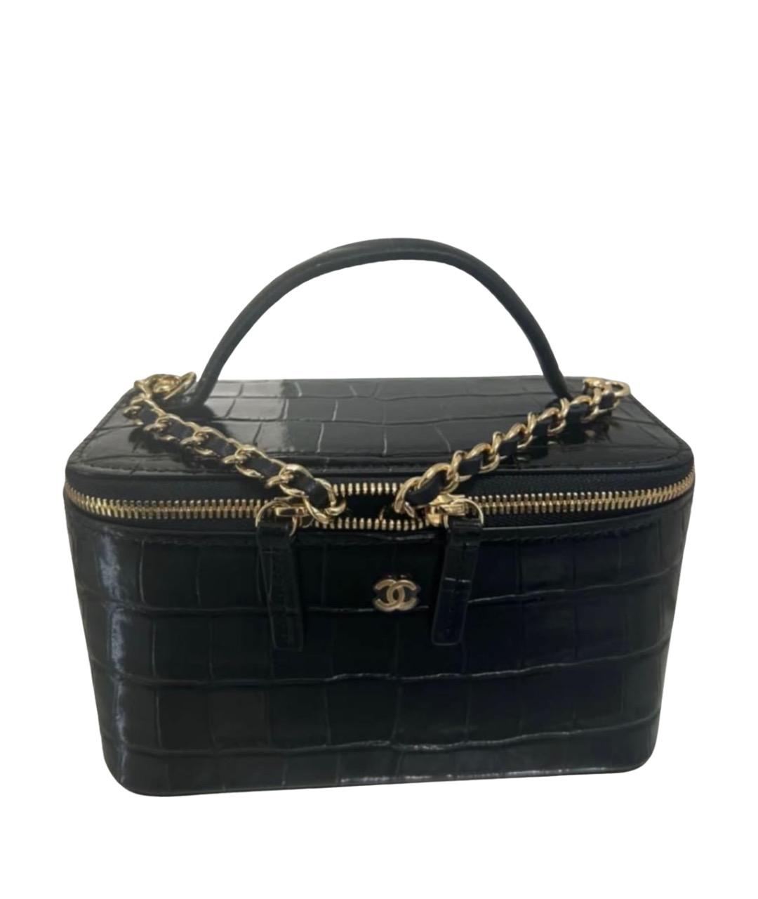 CHANEL Черная кожаная сумка с короткими ручками, фото 1