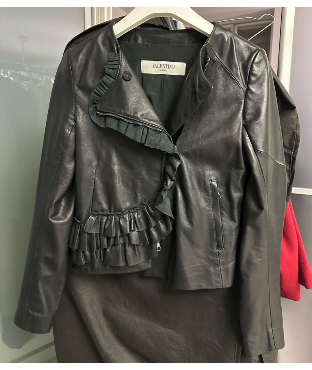 VALENTINO Черная кожаная куртка, фото 4