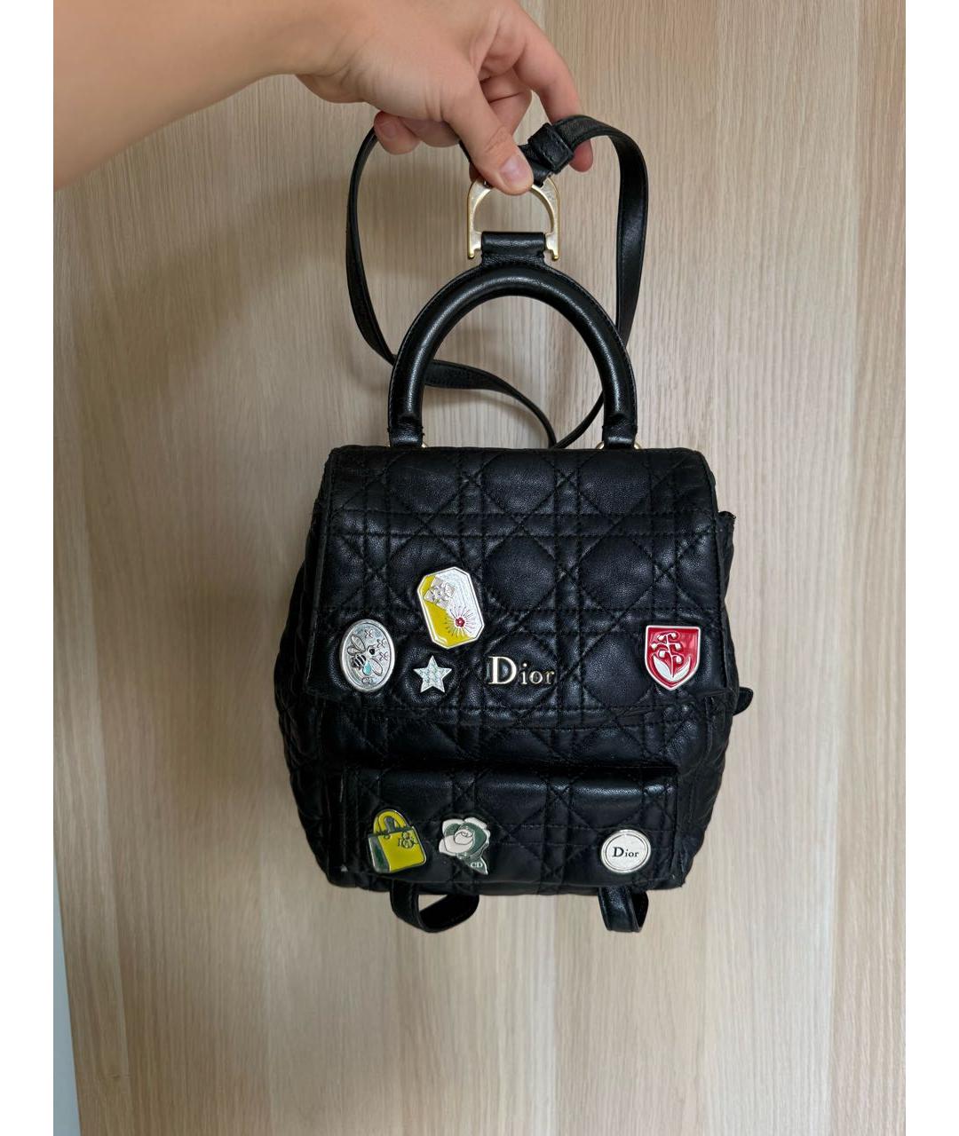 CHRISTIAN DIOR Черный кожаный рюкзак, фото 3