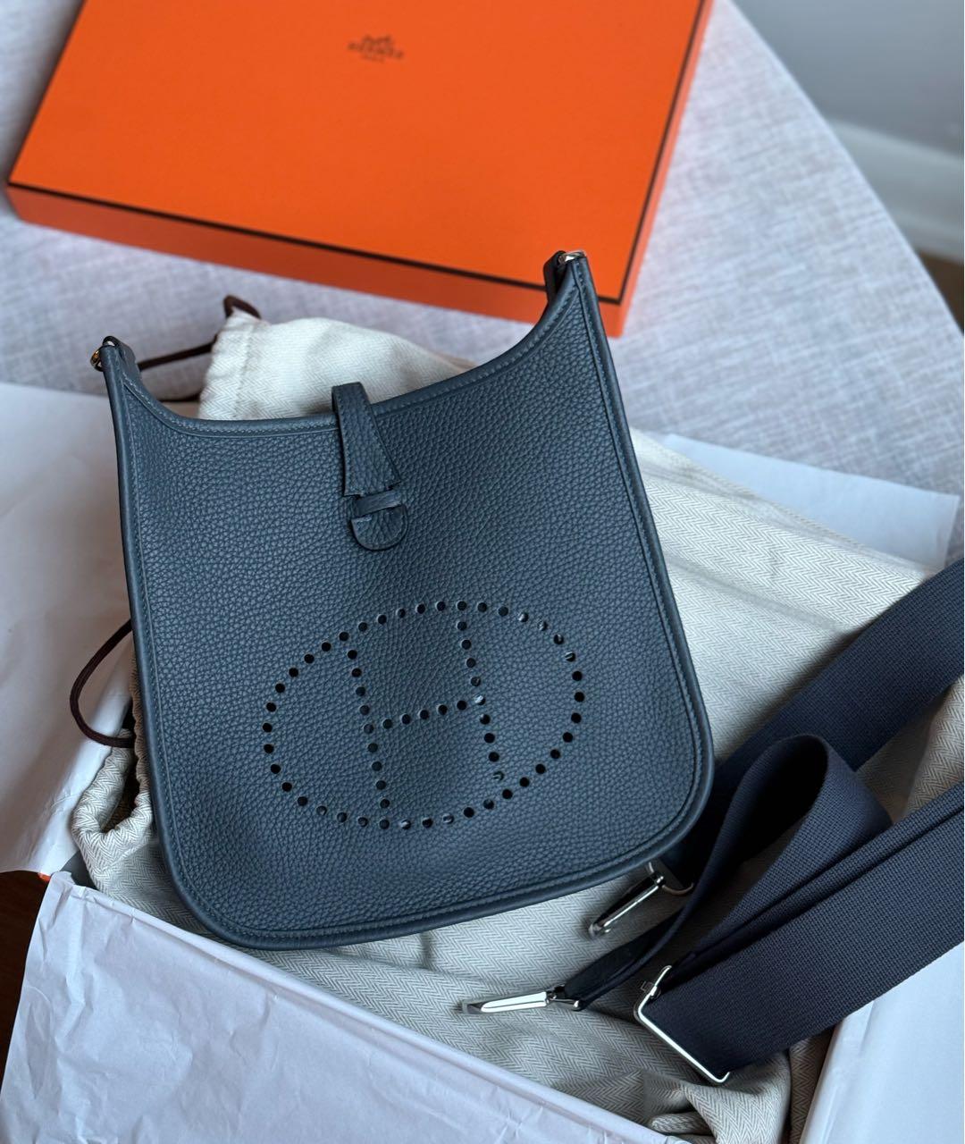 HERMES Антрацитовая кожаная сумка через плечо, фото 7