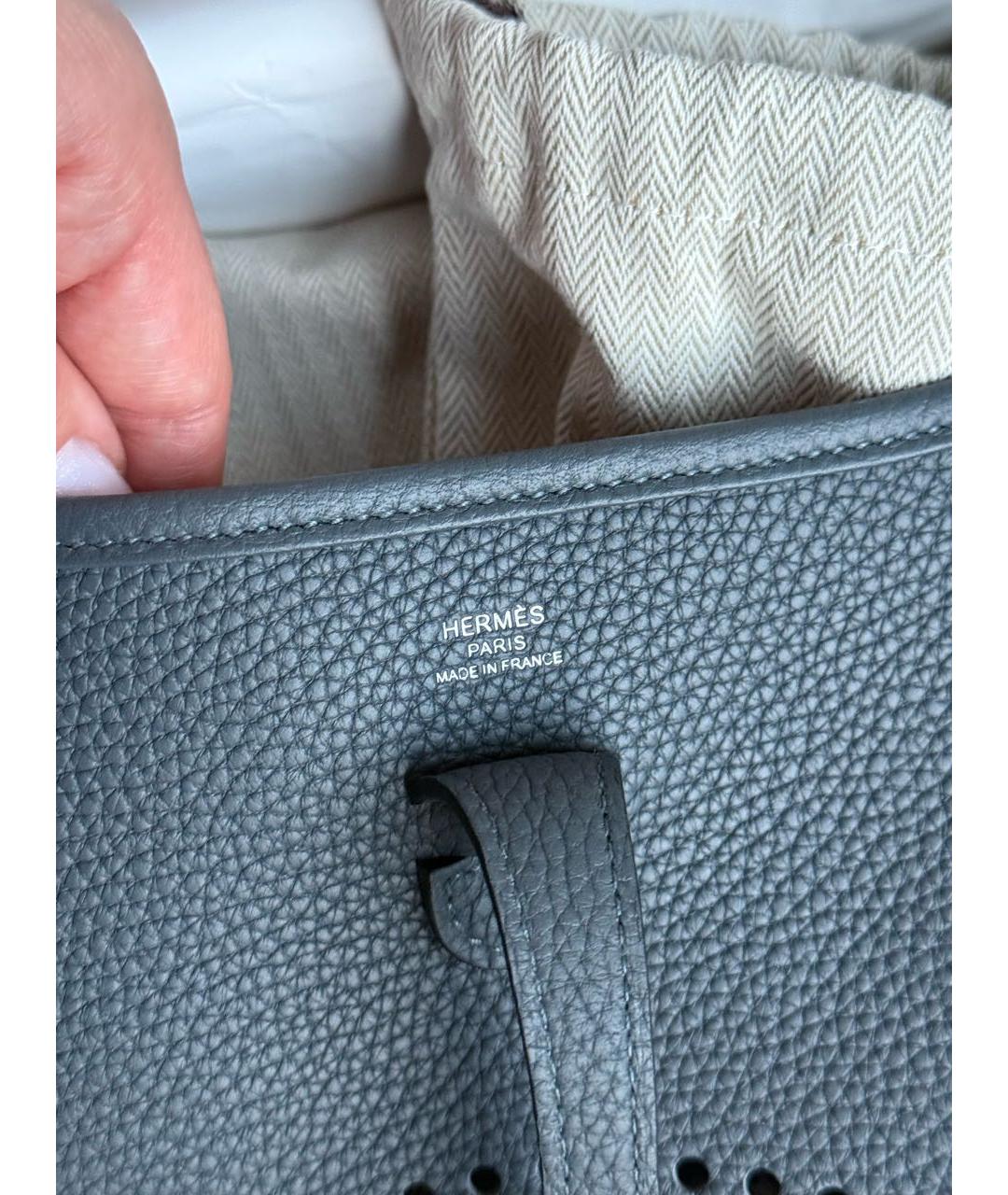 HERMES Антрацитовая кожаная сумка через плечо, фото 5