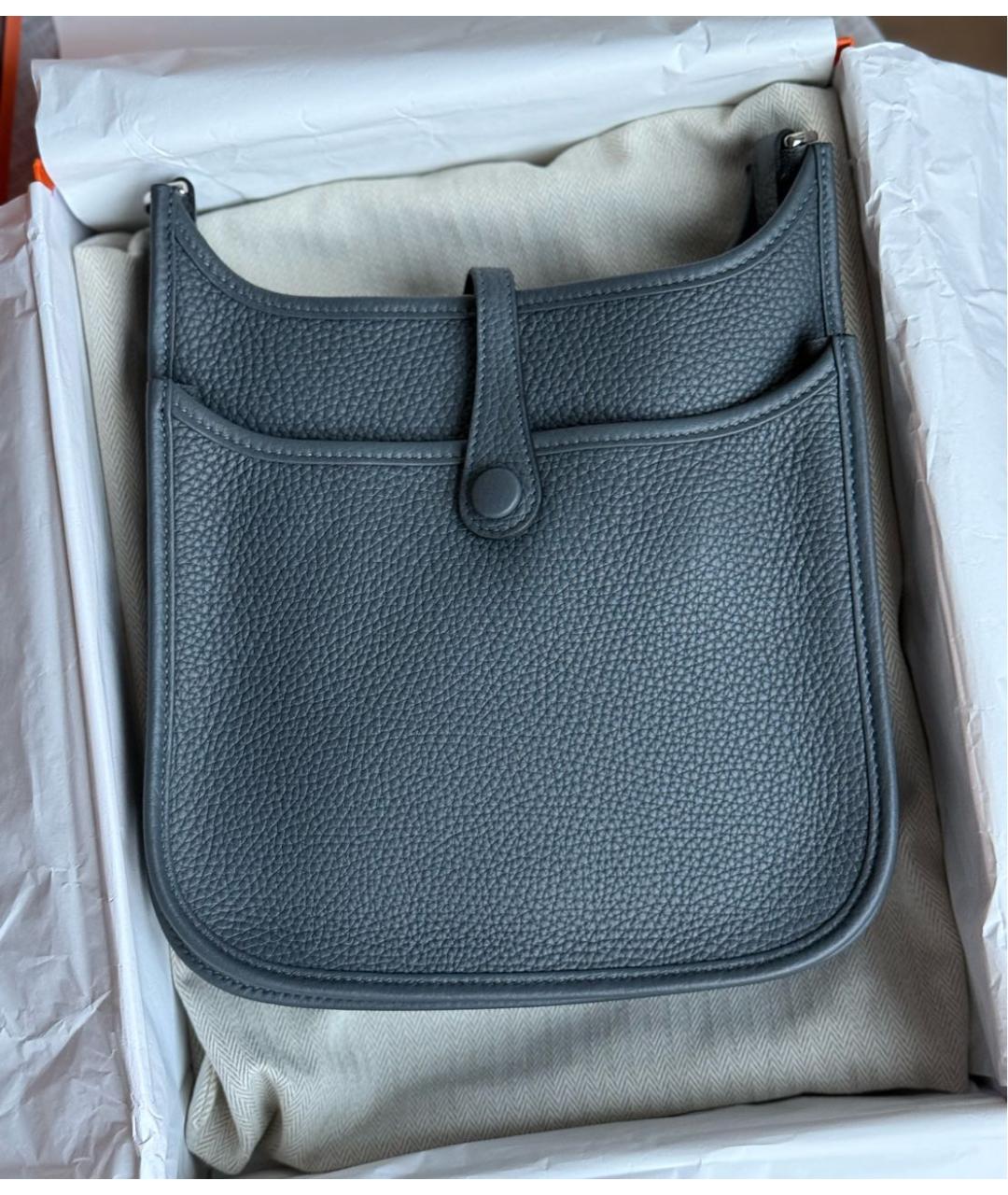HERMES Антрацитовая кожаная сумка через плечо, фото 3