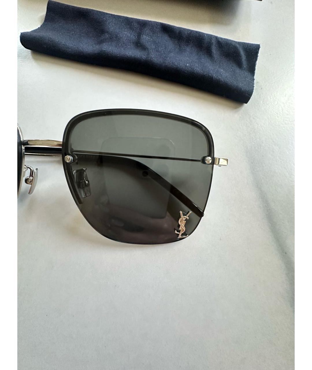SAINT LAURENT Серые металлические солнцезащитные очки, фото 7