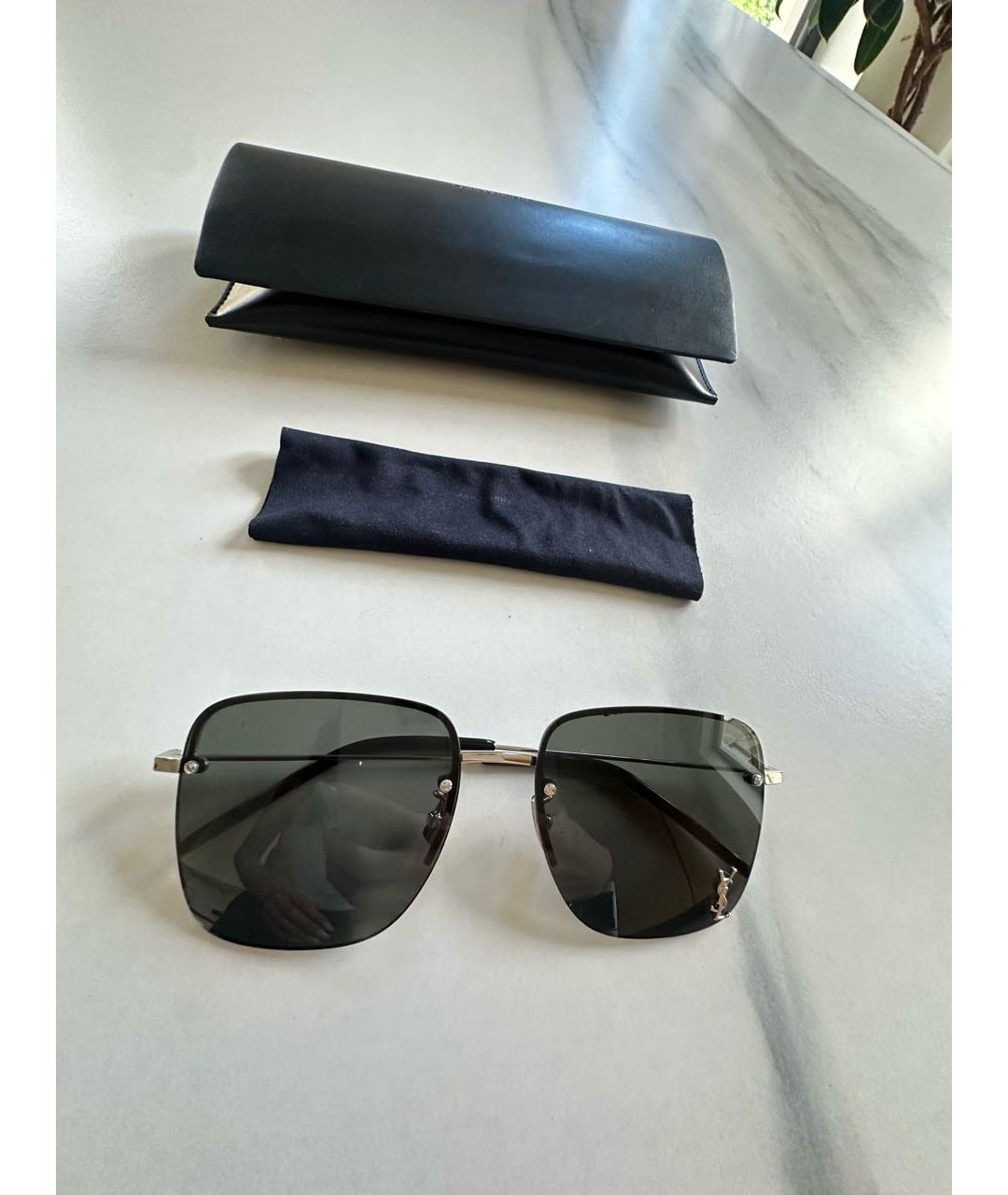 SAINT LAURENT Серые металлические солнцезащитные очки, фото 4