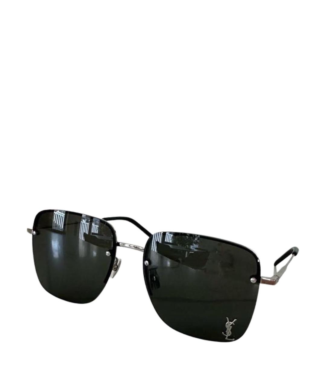 SAINT LAURENT Серые металлические солнцезащитные очки, фото 1
