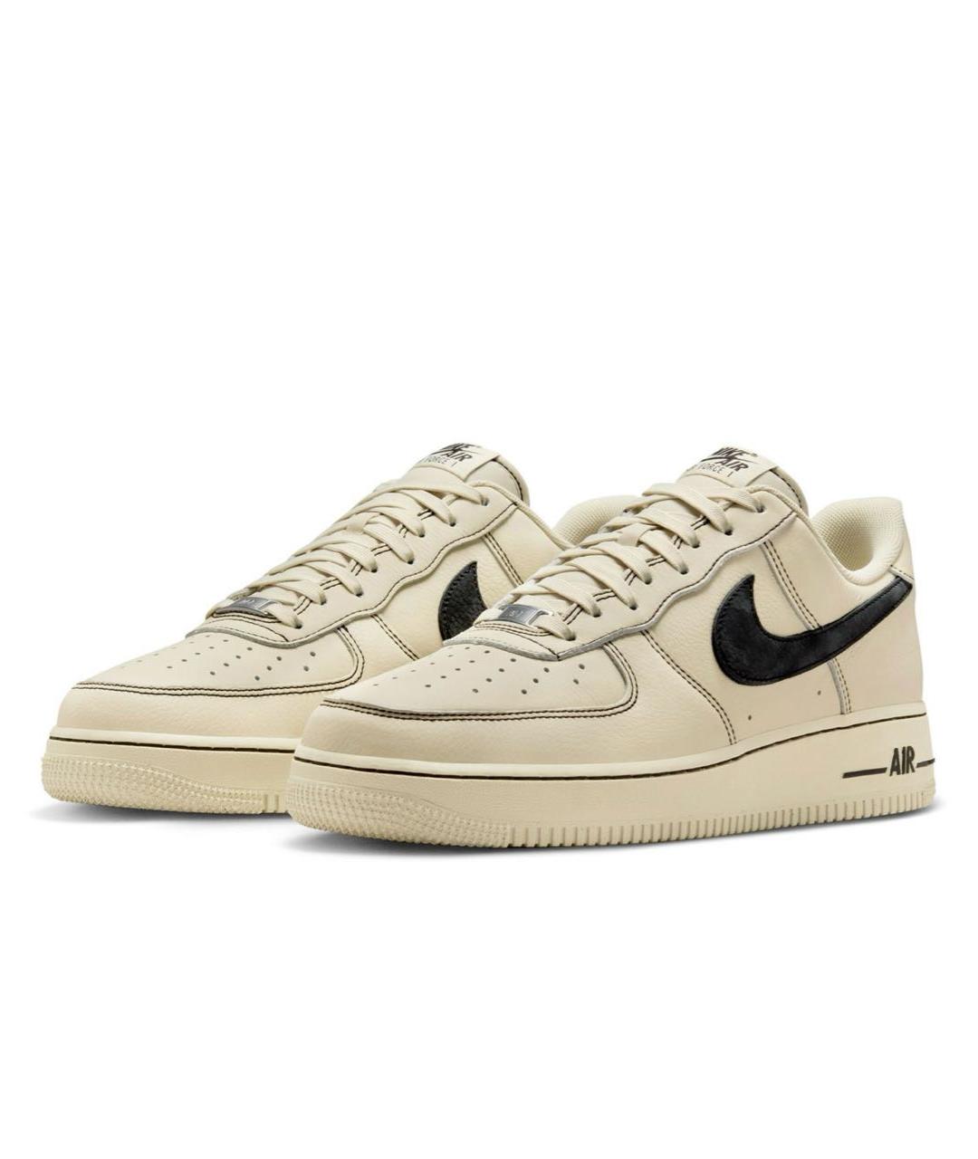 NIKE Бежевые кожаные низкие кроссовки / кеды, фото 2
