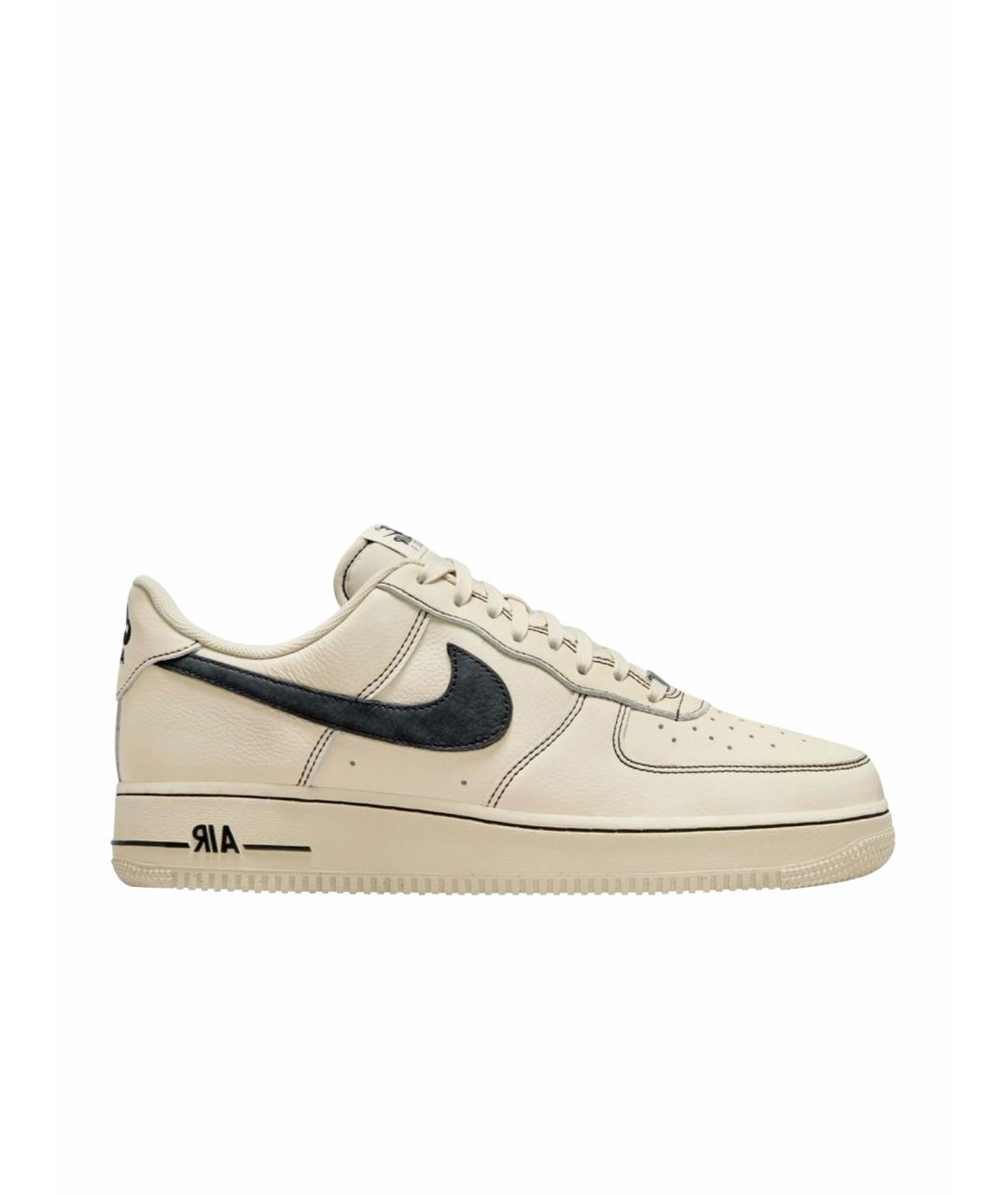 NIKE Бежевые кожаные низкие кроссовки / кеды, фото 1