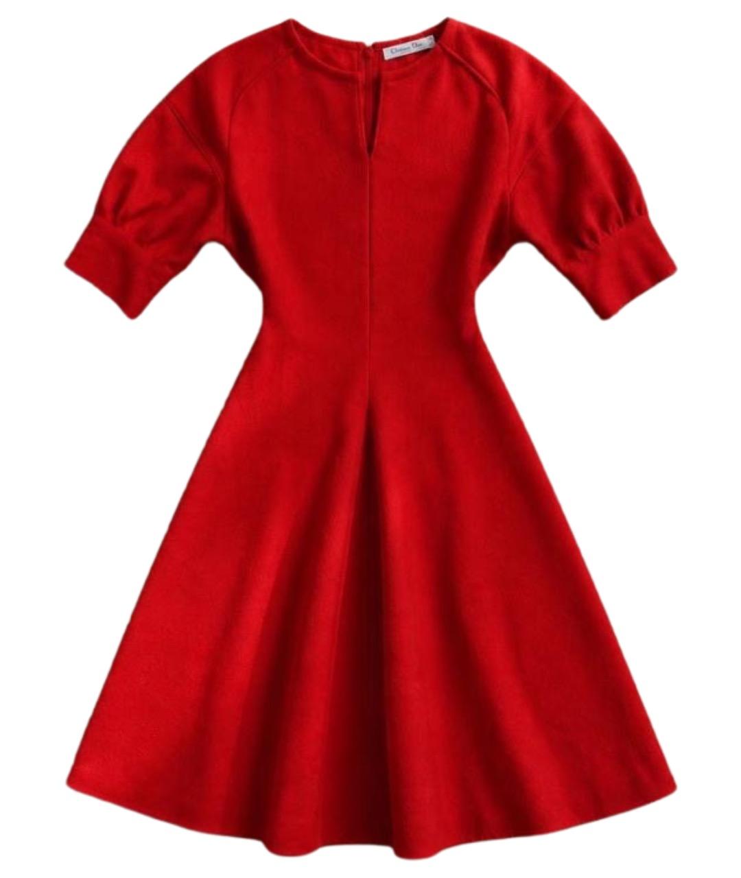CHRISTIAN DIOR Красное шерстяное повседневное платье, фото 1