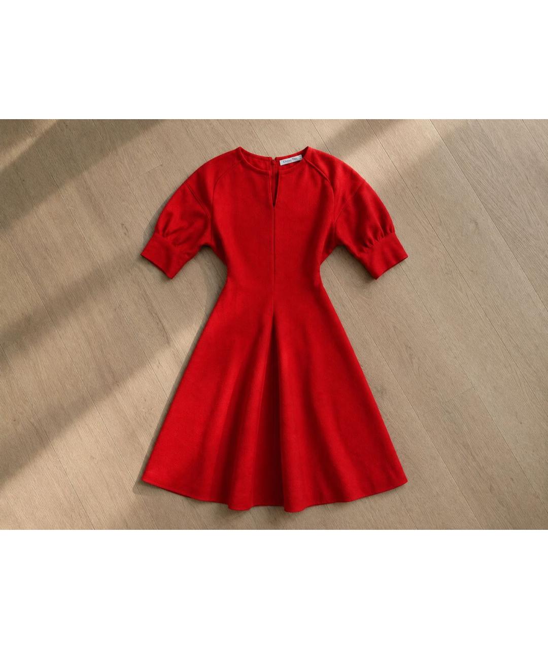 CHRISTIAN DIOR Красное шерстяное повседневное платье, фото 3