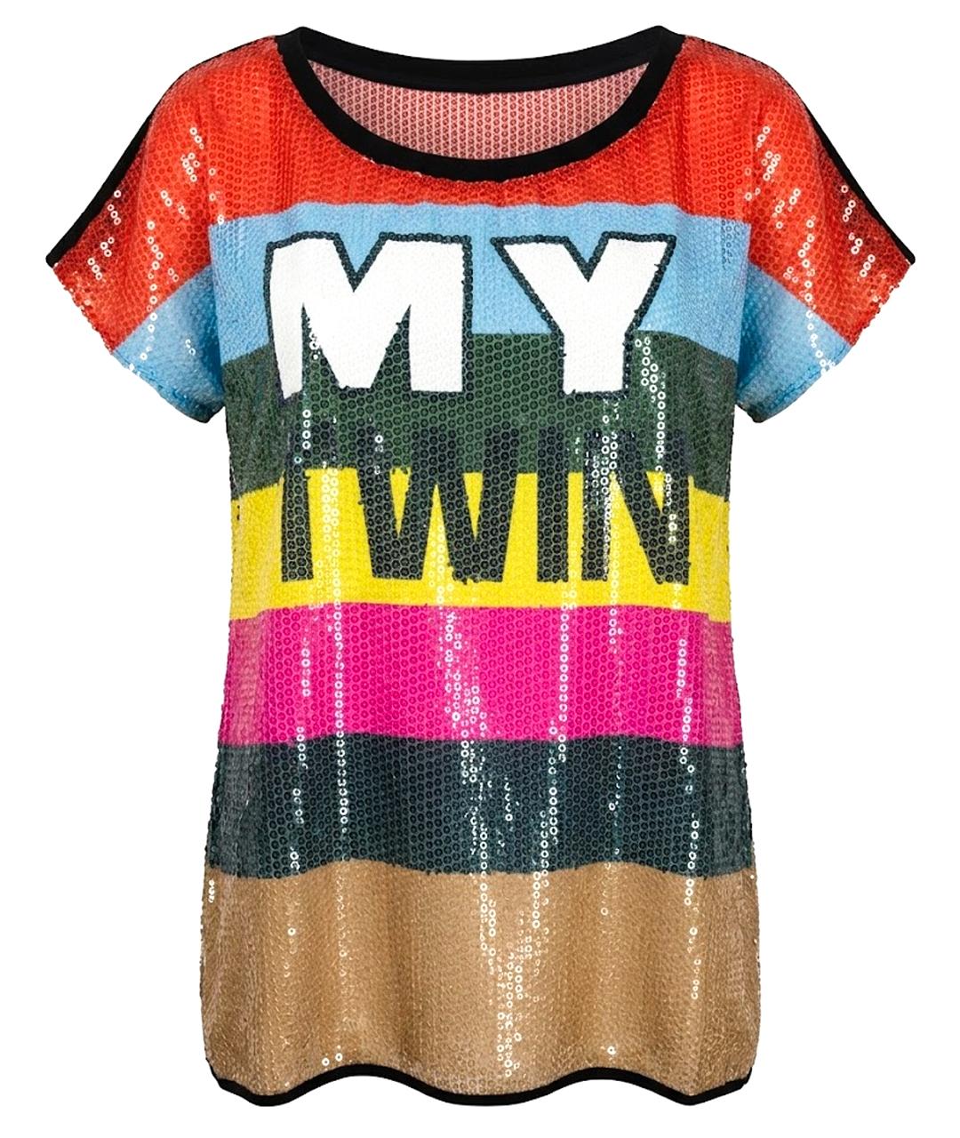 TWIN-SET Мульти хлопковая футболка, фото 1