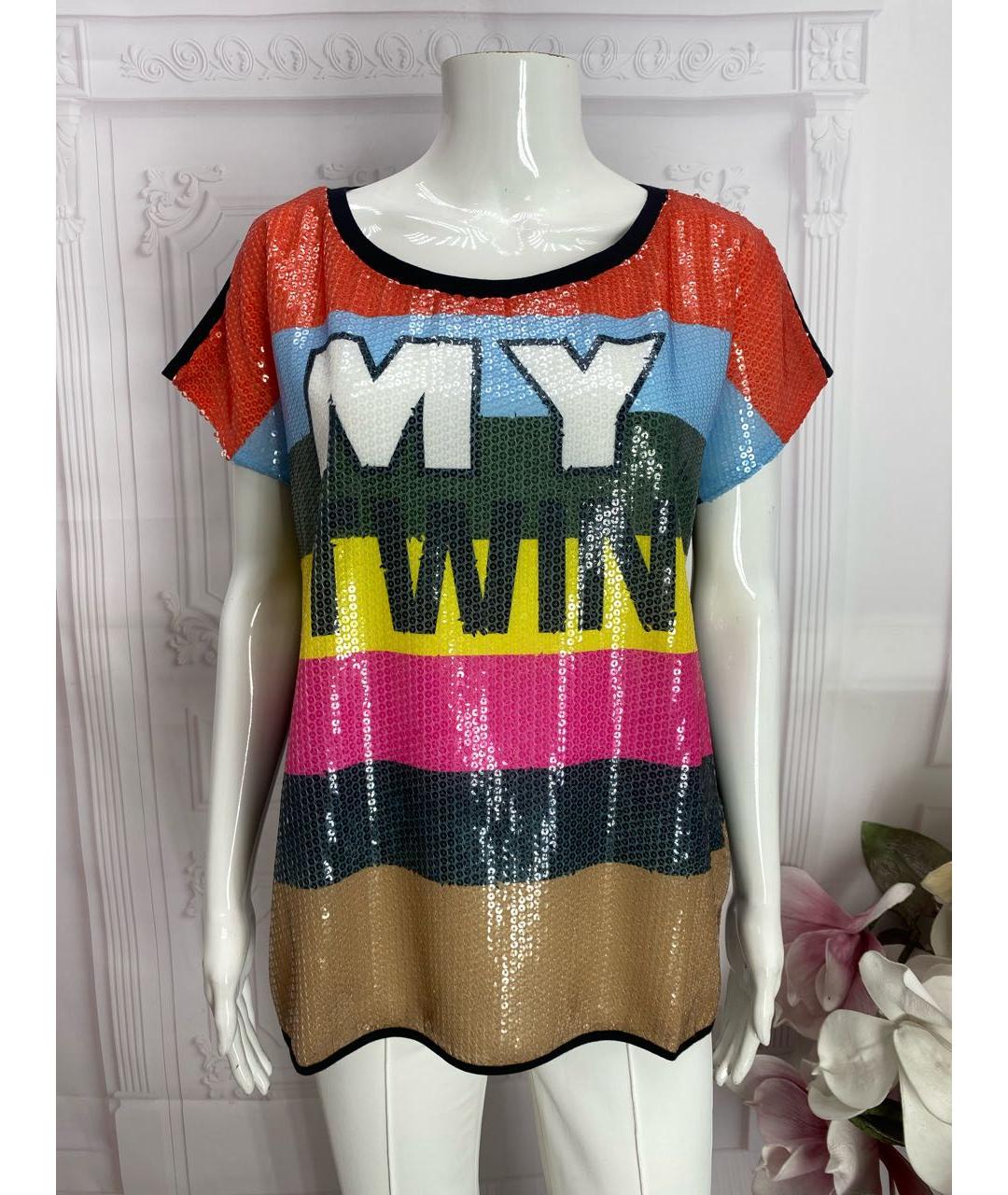 TWIN-SET Мульти хлопковая футболка, фото 5