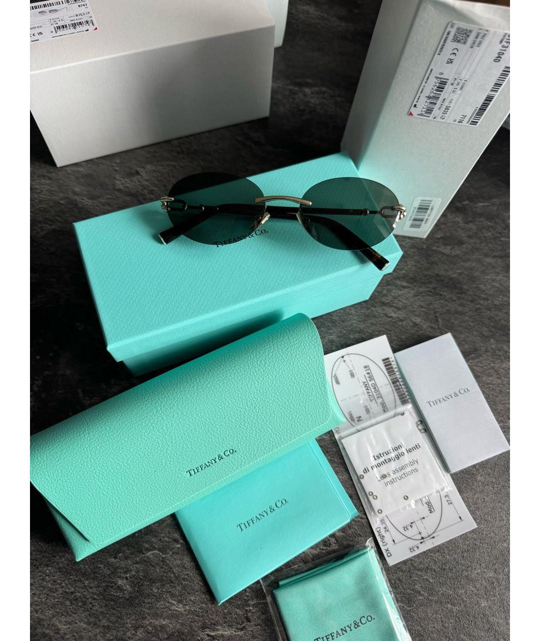 TIFFANY&CO Хаки металлические солнцезащитные очки, фото 3