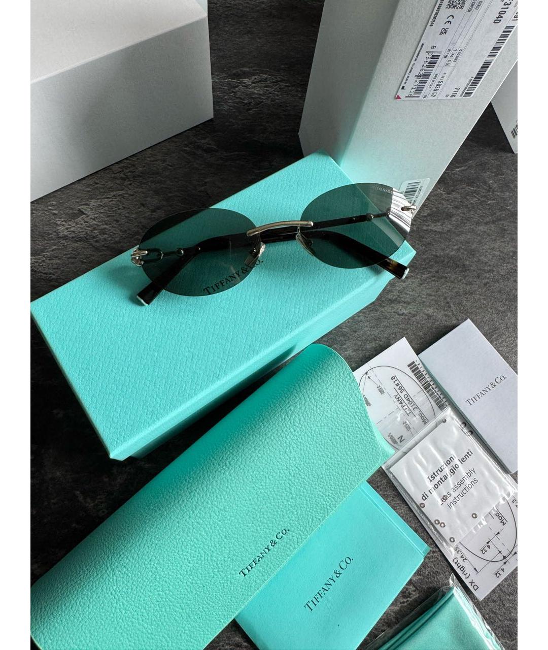 TIFFANY&CO Хаки металлические солнцезащитные очки, фото 4