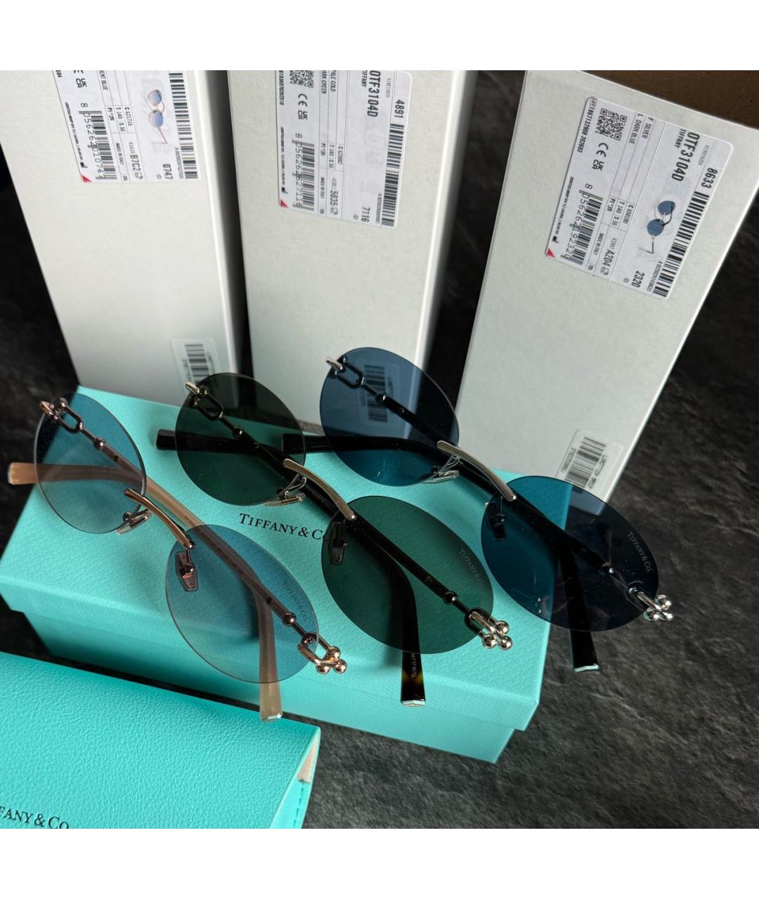 TIFFANY&CO Темно-синие металлические солнцезащитные очки, фото 2