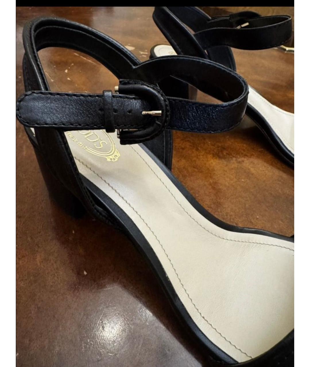 TOD'S Черные кожаные босоножки, фото 6