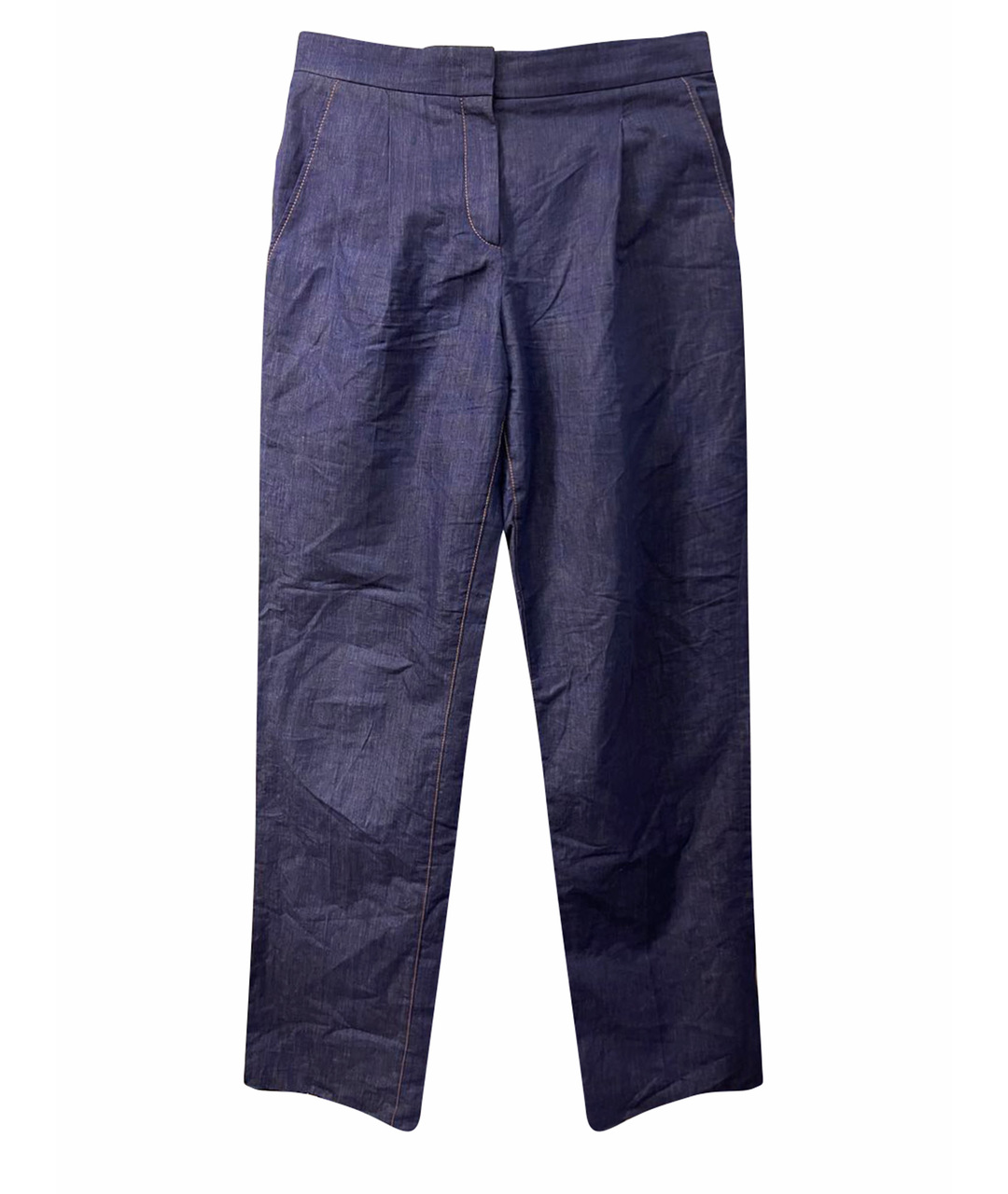 EMILIO PUCCI Темно-синие хлопко-леновые прямые джинсы, фото 1