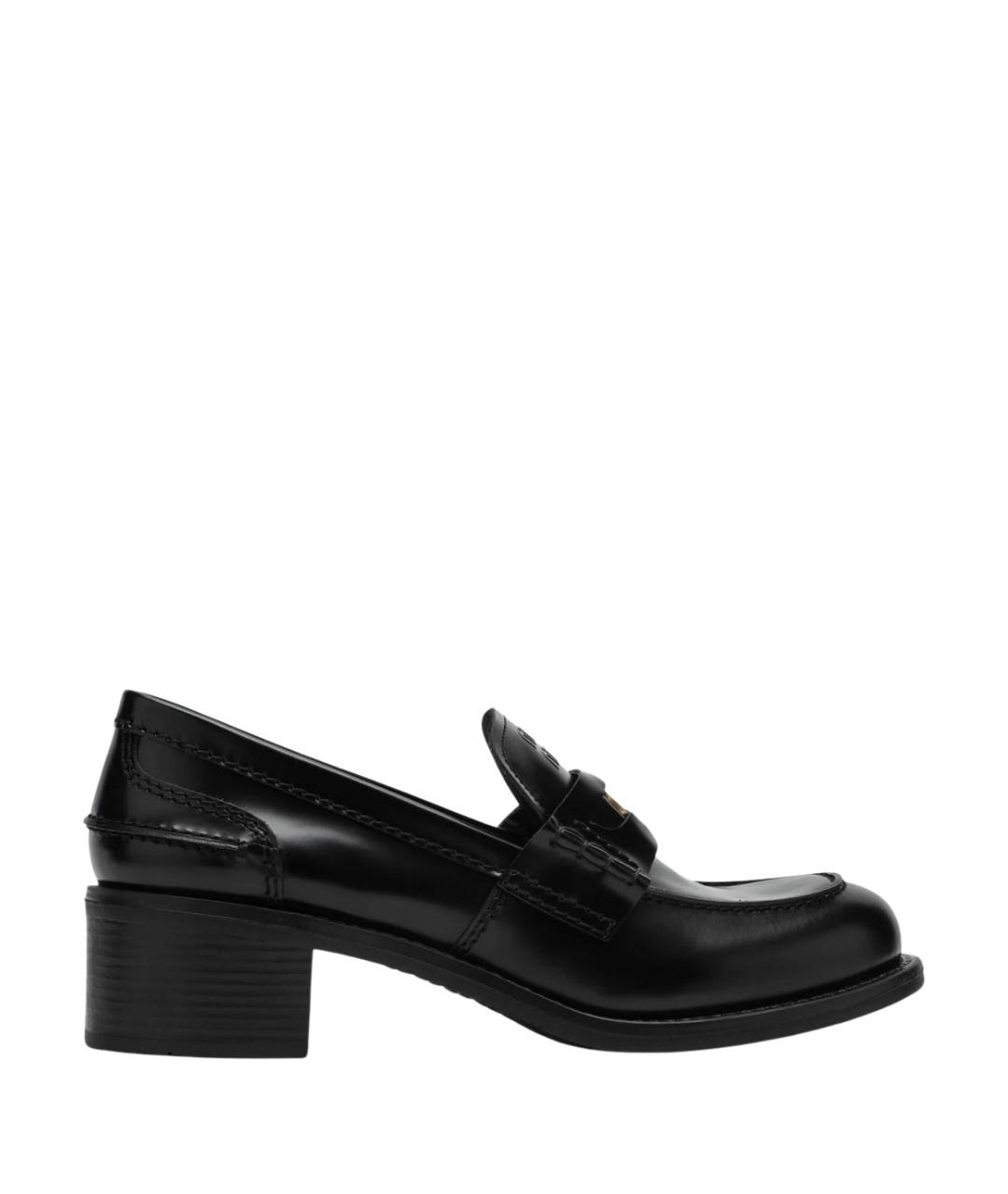 MIU MIU Черные кожаные лоферы, фото 1