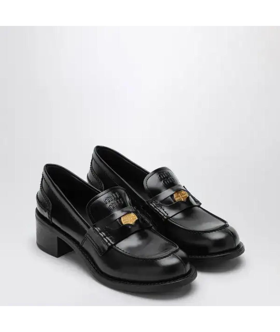 MIU MIU Черные кожаные лоферы, фото 3