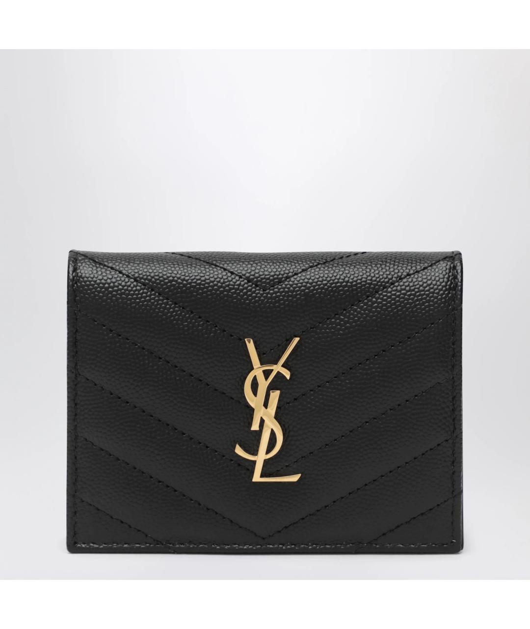 SAINT LAURENT Черный кожаный кардхолдер, фото 3