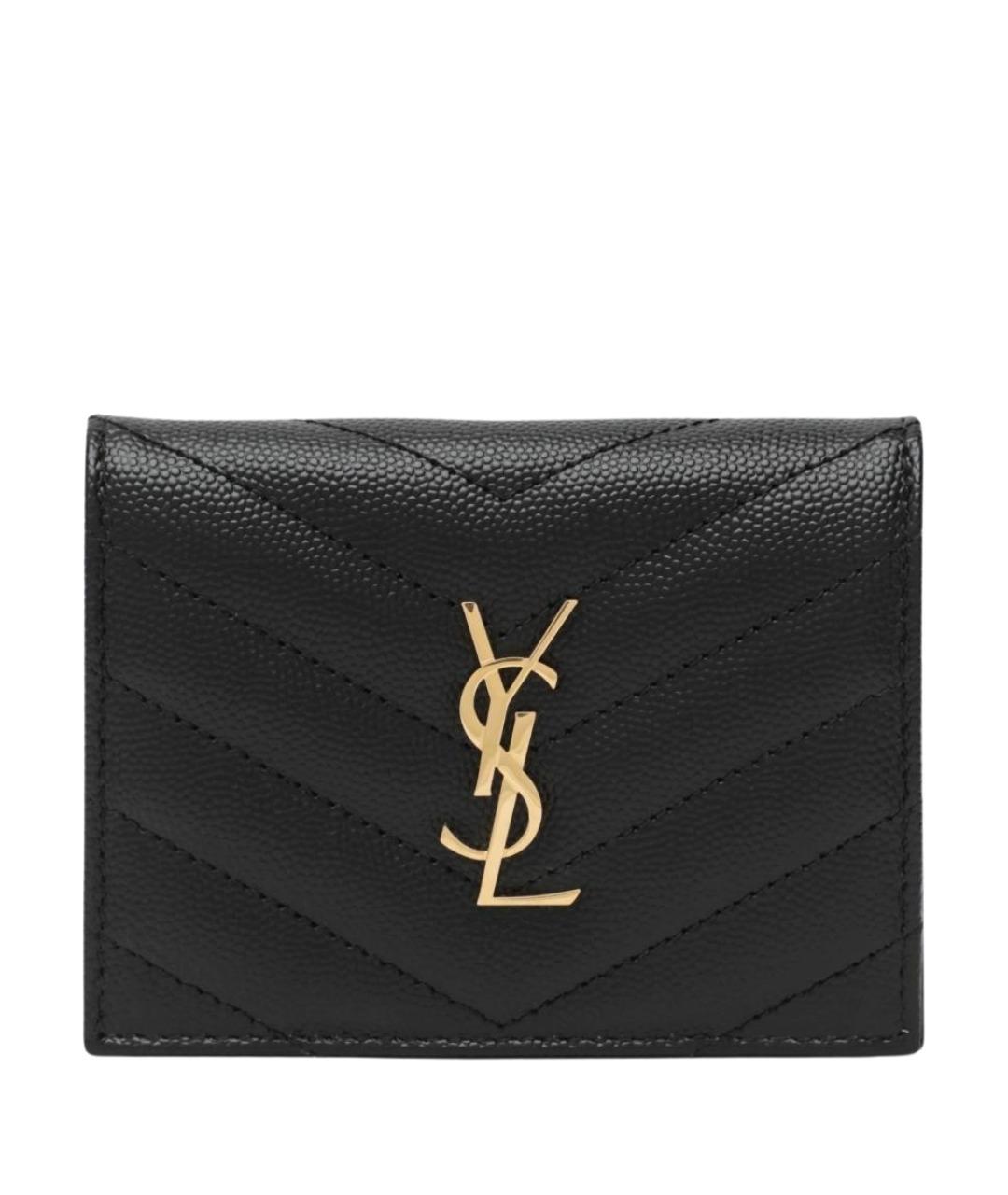 SAINT LAURENT Черный кожаный кардхолдер, фото 1