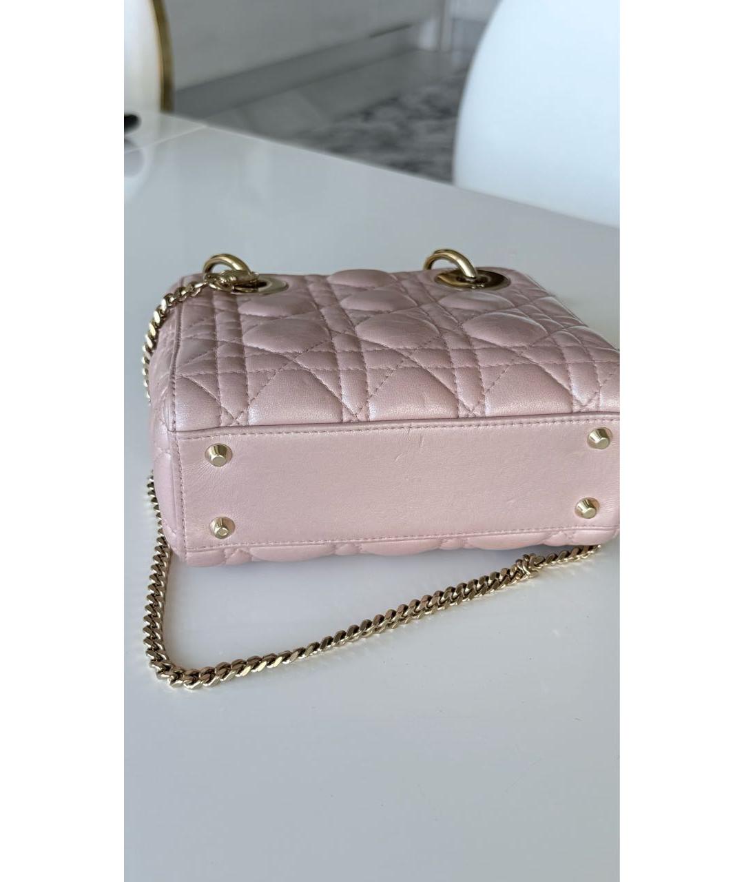 CHRISTIAN DIOR Розовая кожаная сумка с короткими ручками, фото 6