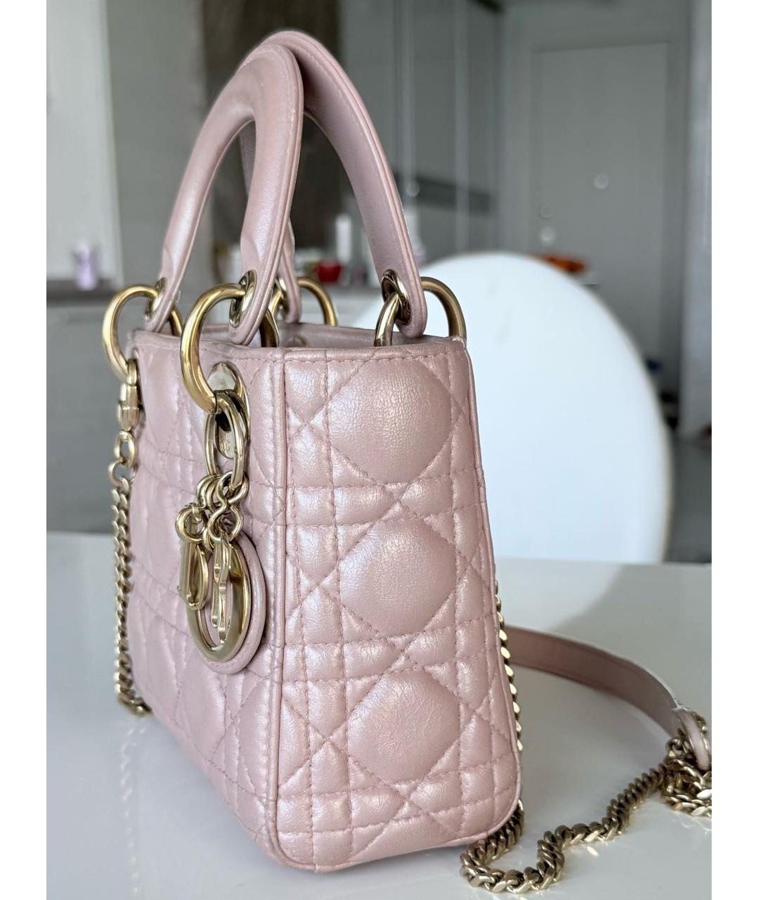 CHRISTIAN DIOR Розовая кожаная сумка с короткими ручками, фото 2