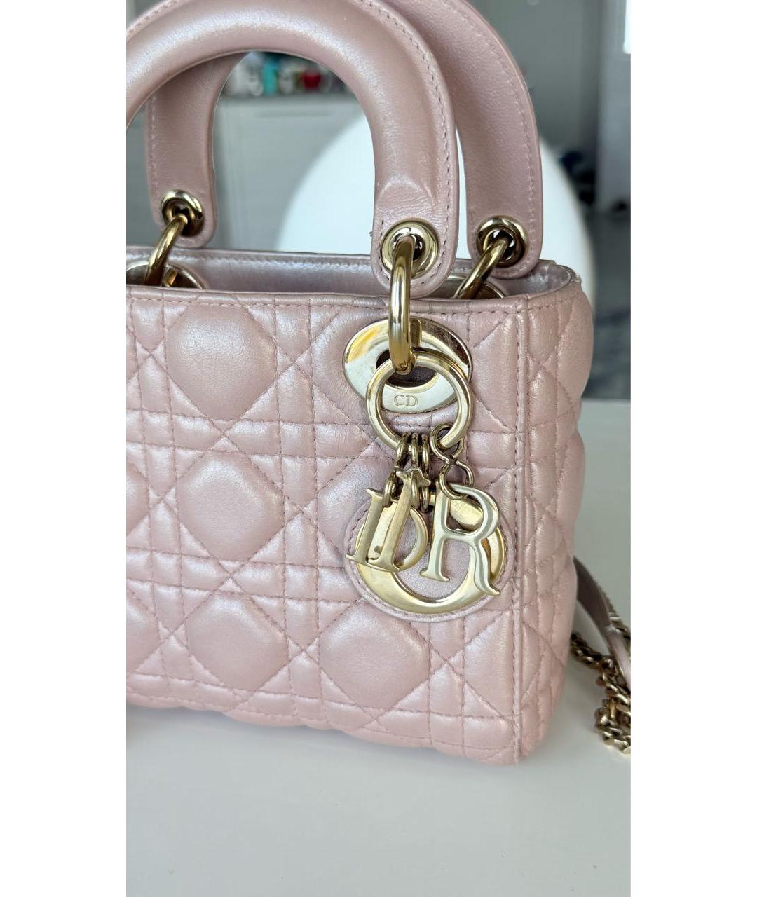 CHRISTIAN DIOR Розовая кожаная сумка с короткими ручками, фото 5