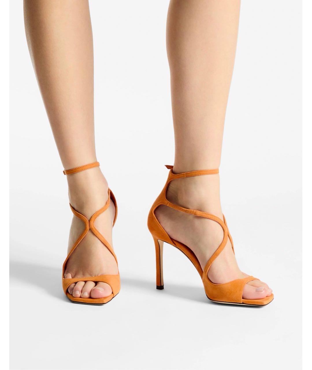 JIMMY CHOO Оранжевые замшевые сандалии, фото 2
