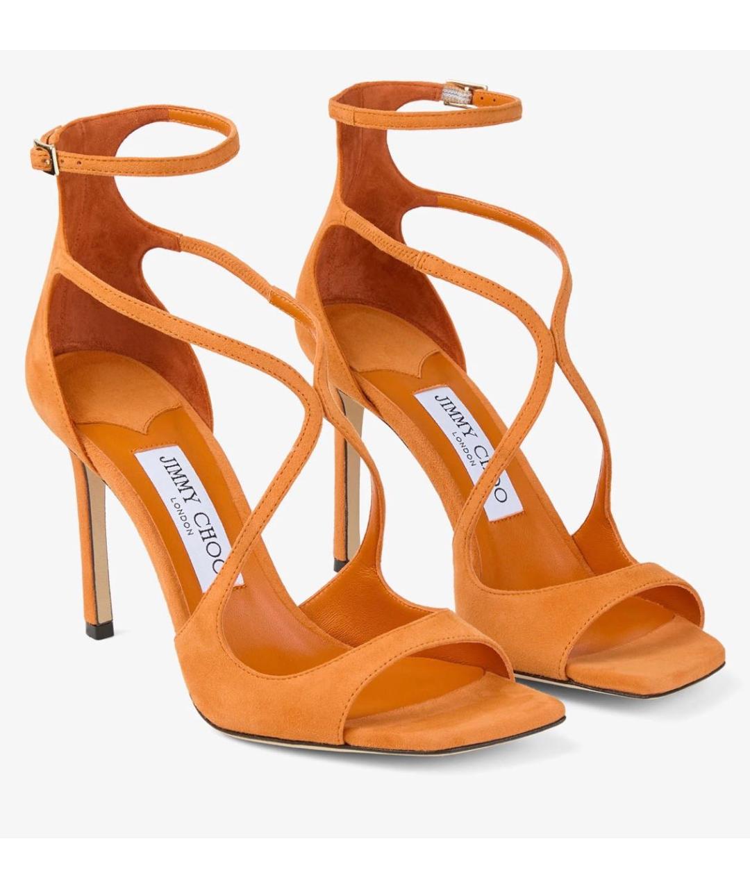 JIMMY CHOO Оранжевые замшевые сандалии, фото 3