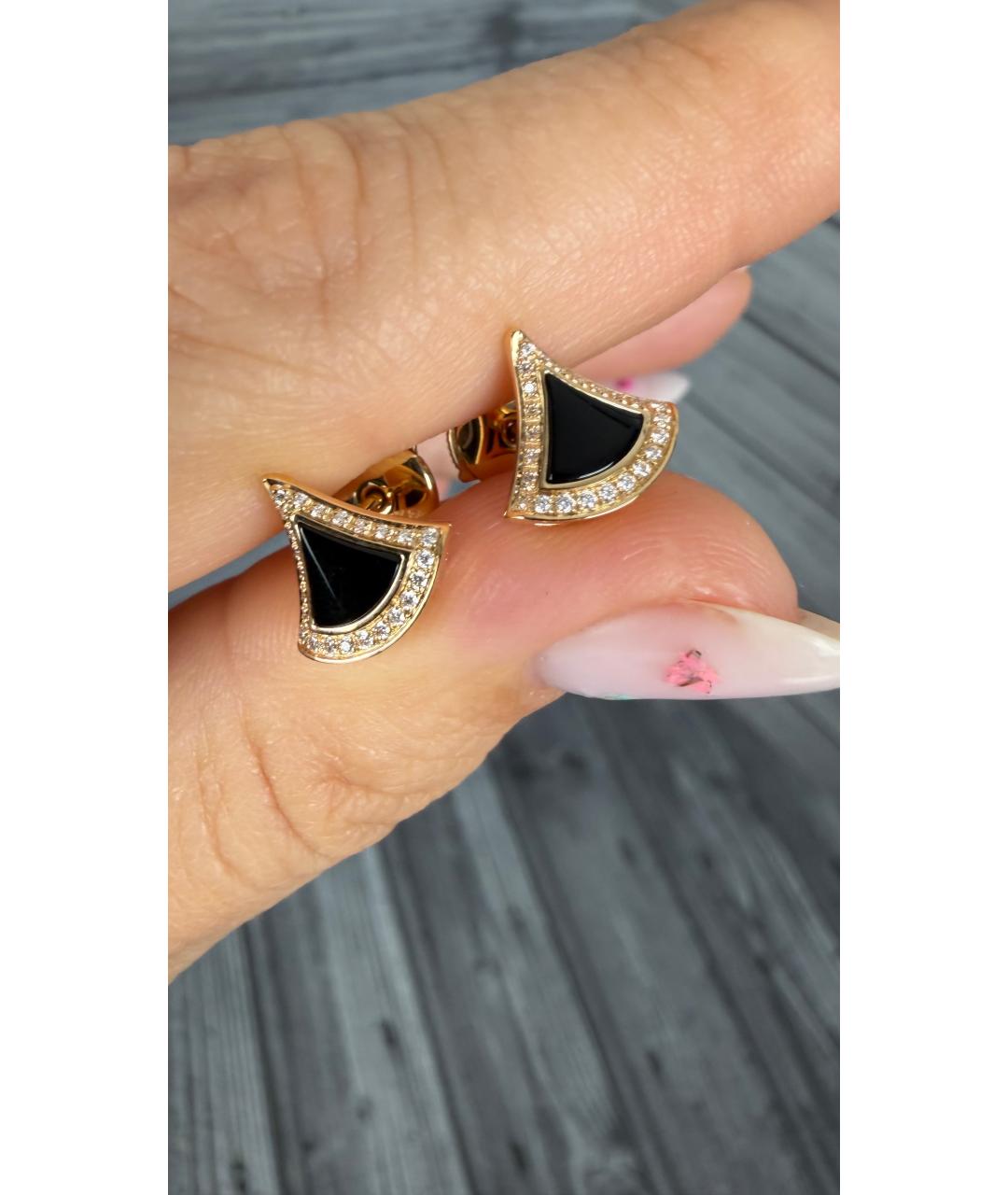 BVLGARI Черные серьги из желтого золота, фото 2