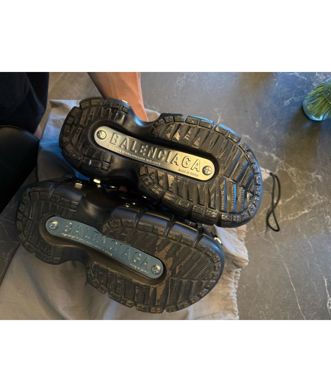 BALENCIAGA Черные резиновые босоножки, фото 7