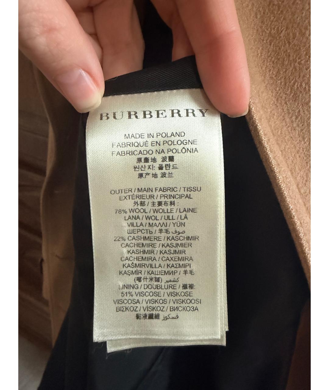 BURBERRY Бежевое шерстяное пальто, фото 4