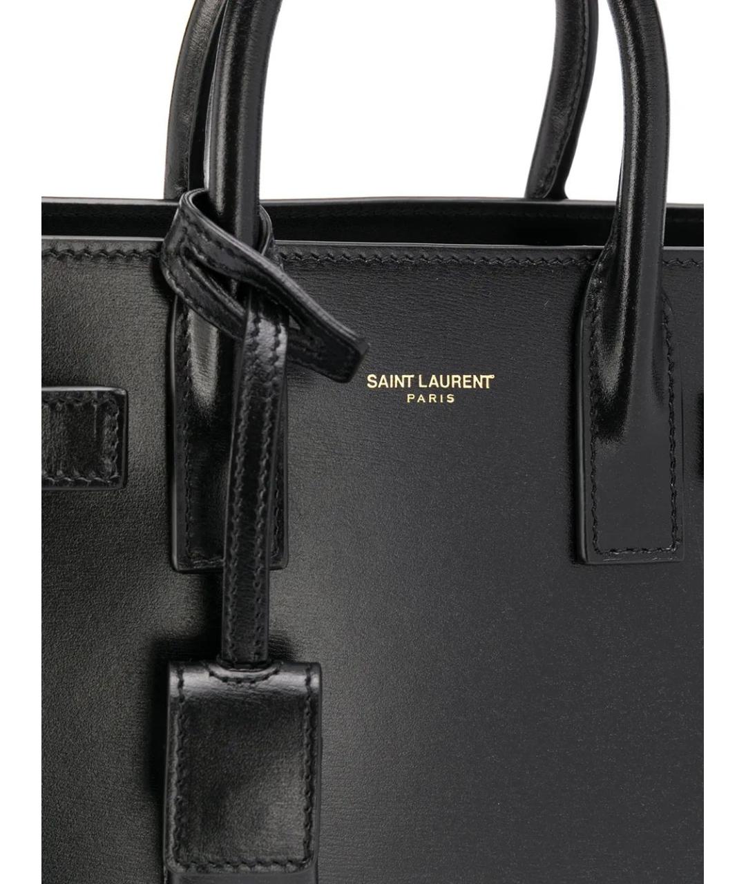 SAINT LAURENT Черная кожаная сумка тоут, фото 4