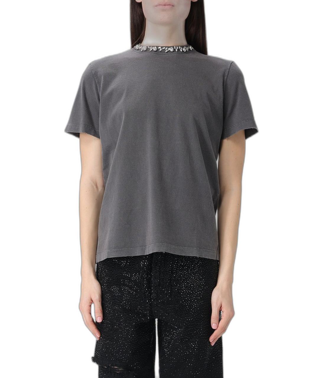 GOLDEN GOOSE Антрацитовая хлопковая футболка, фото 1