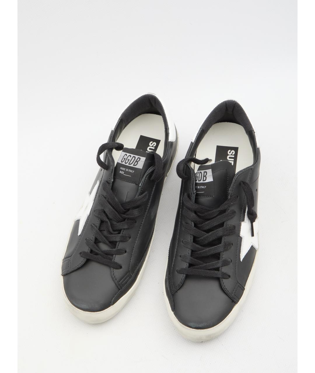 GOLDEN GOOSE Черные кожаные низкие кроссовки / кеды, фото 5