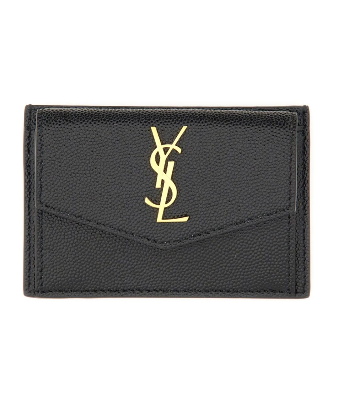 SAINT LAURENT Черный кожаный кардхолдер, фото 3