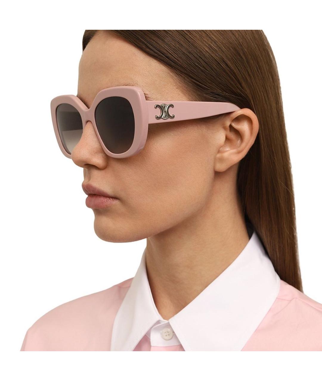 CELINE Розовые пластиковые солнцезащитные очки, фото 4
