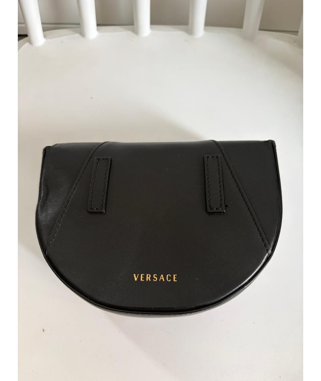 VERSACE Черная кожаная поясная сумка, фото 3