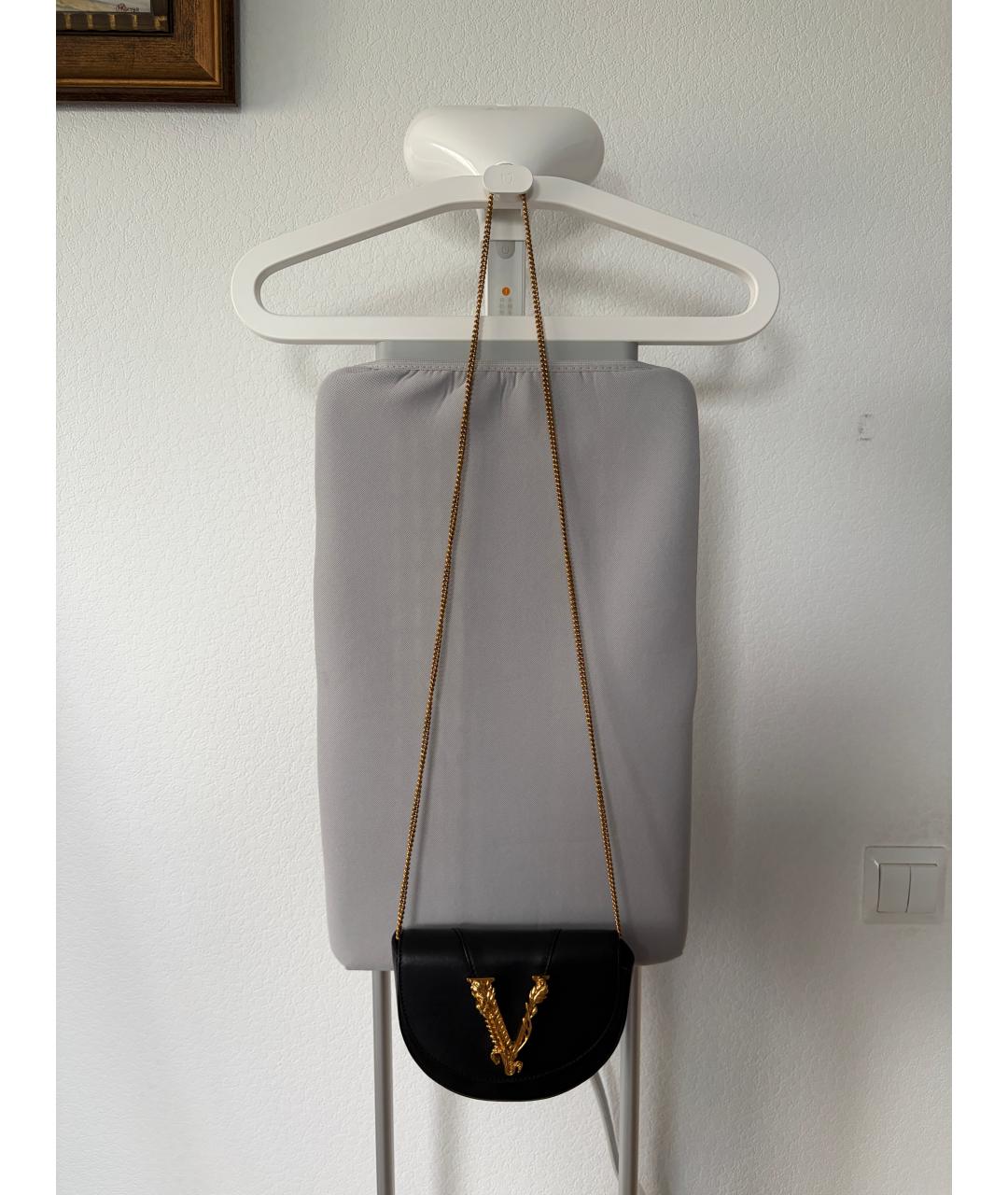 VERSACE Черная кожаная поясная сумка, фото 5