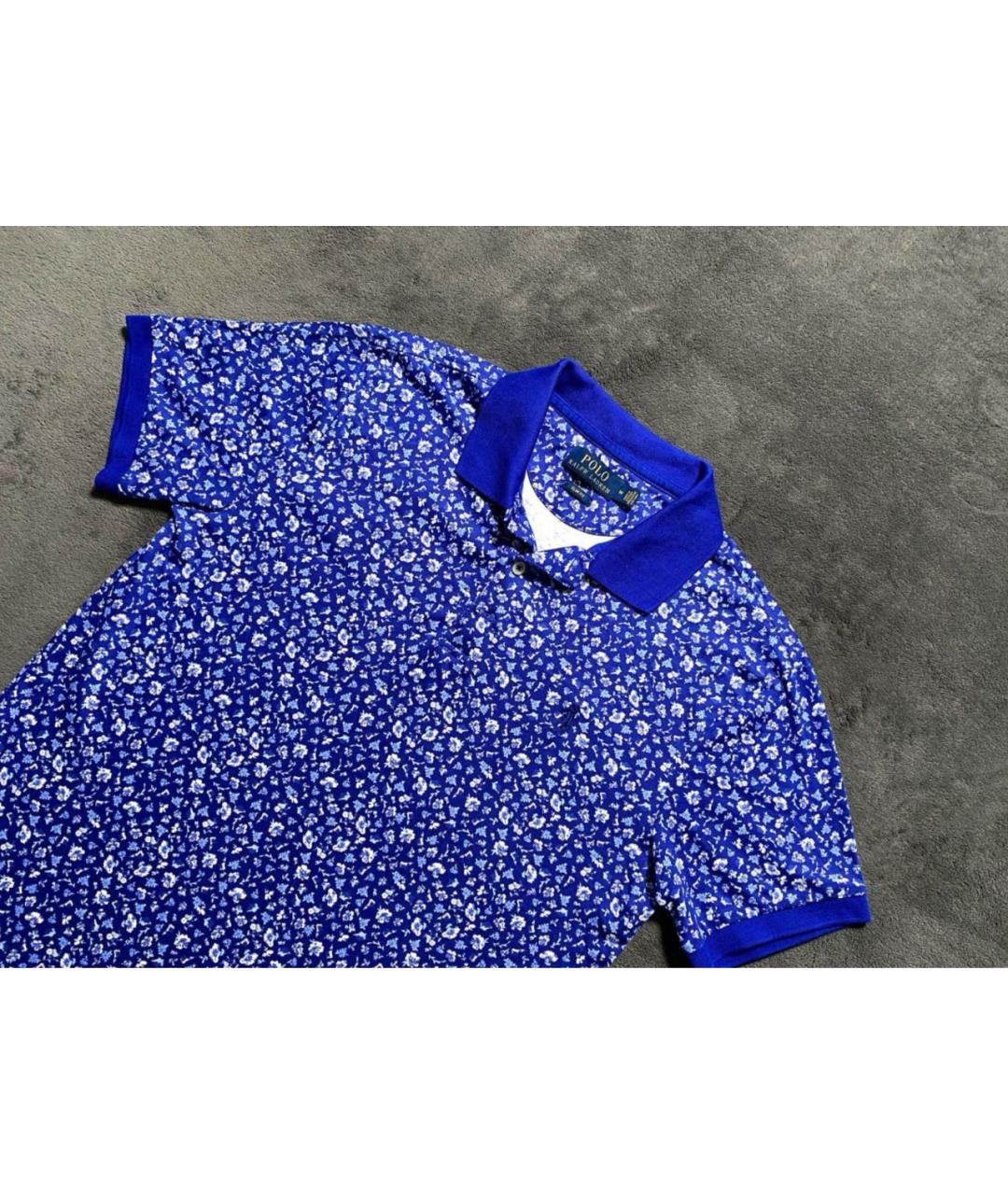 POLO RALPH LAUREN Синее хлопковое поло с коротким рукавом, фото 3