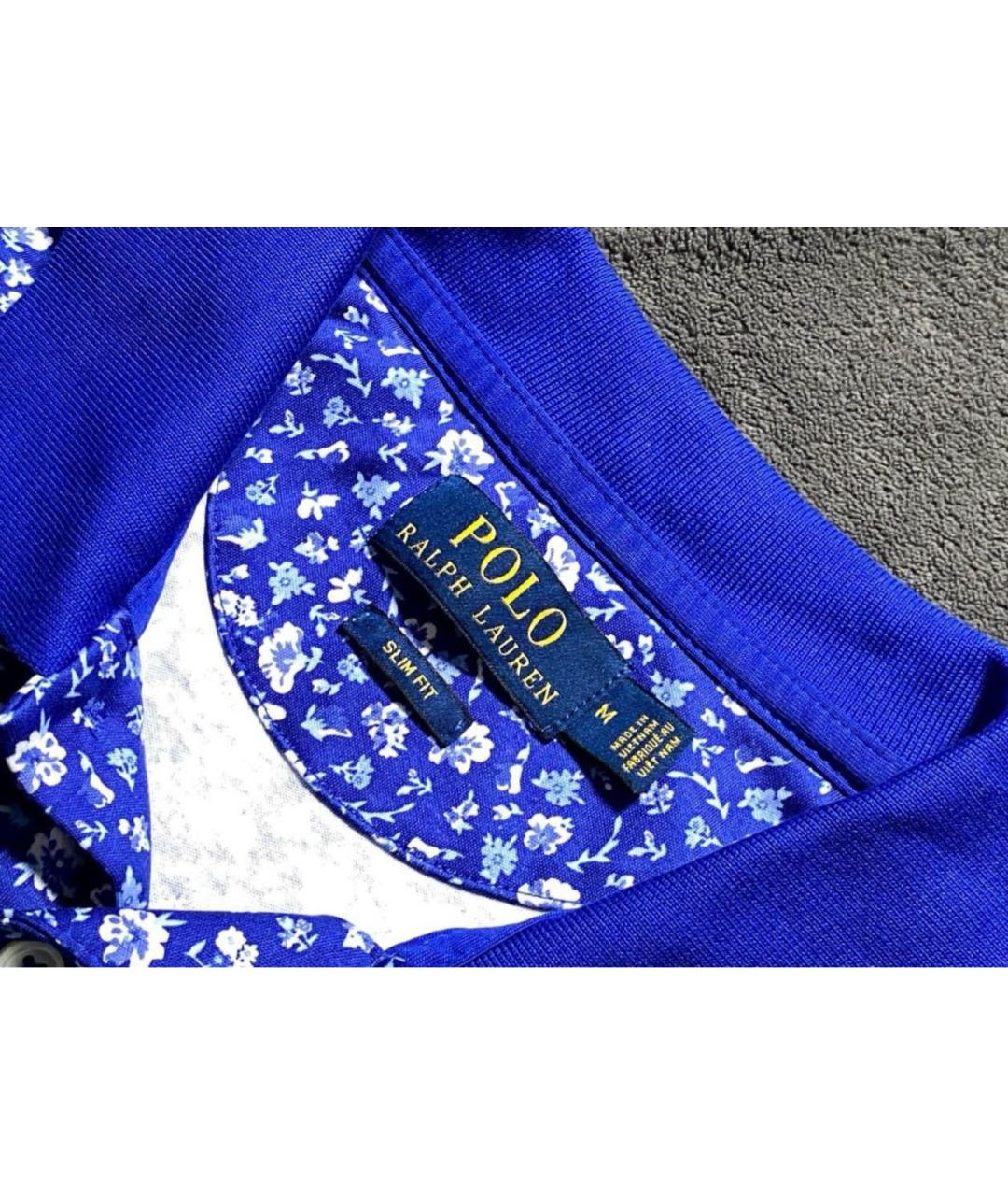 POLO RALPH LAUREN Синее хлопковое поло с коротким рукавом, фото 6